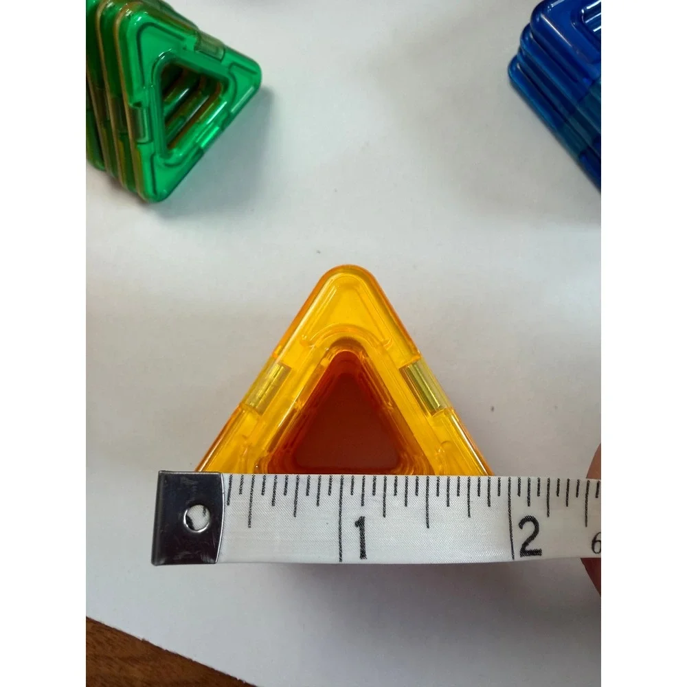 Lot of Magnetic Building Tiles Multicolor 74 Pieces Plus Wheels Square Triangles